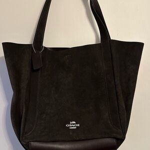 Coach Dark Chocolate Suede Tote Bag